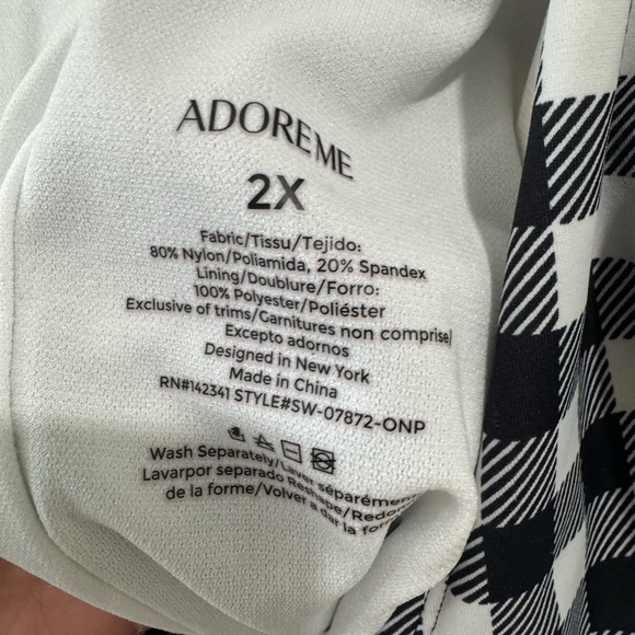 Adore Me Gingham Pattern One Piece Swimsuit Black White Size 2X Woman's - Picture 4 of 4